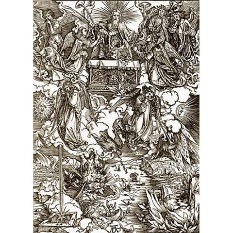 The Revelation Of St John 7 Black Modern Wood Framed Art Print with Double Matting by Durer, Albrecht