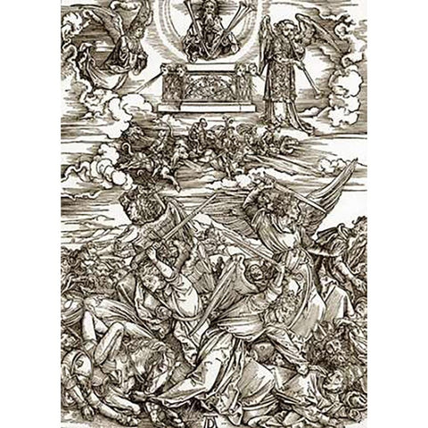 The Revelation Of St John 8 White Modern Wood Framed Art Print by Durer, Albrecht