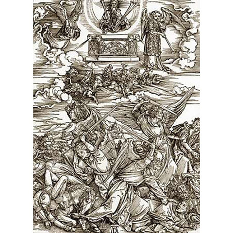 The Revelation Of St John 8 Black Modern Wood Framed Art Print with Double Matting by Durer, Albrecht