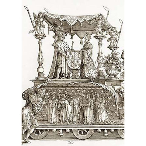 The Small Triumphal Car Detail White Modern Wood Framed Art Print by Durer, Albrecht