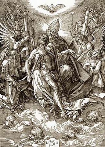 The Trinity Black Ornate Wood Framed Art Print with Double Matting by Durer, Albrecht