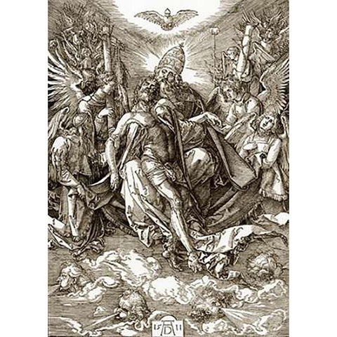 The Trinity White Modern Wood Framed Art Print by Durer, Albrecht