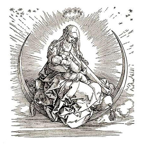 The Virgin In Glory Black Modern Wood Framed Art Print with Double Matting by Durer, Albrecht