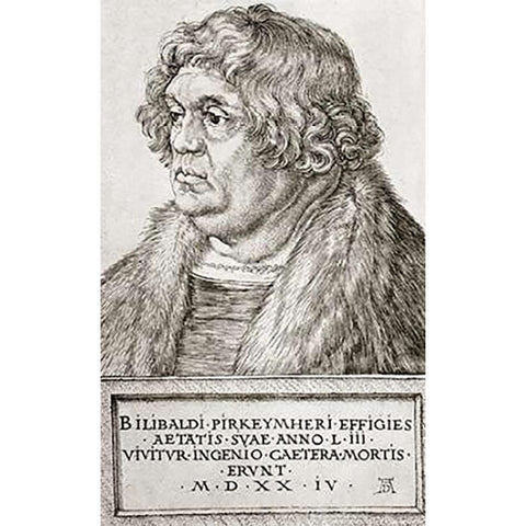 Willibald Pirckheimer Black Modern Wood Framed Art Print with Double Matting by Durer, Albrecht