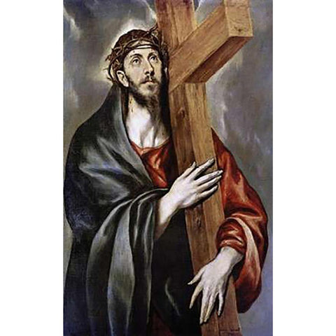 Museumist Carryingthe Cross Gold Ornate Wood Framed Art Print with Double Matting by Greco, El