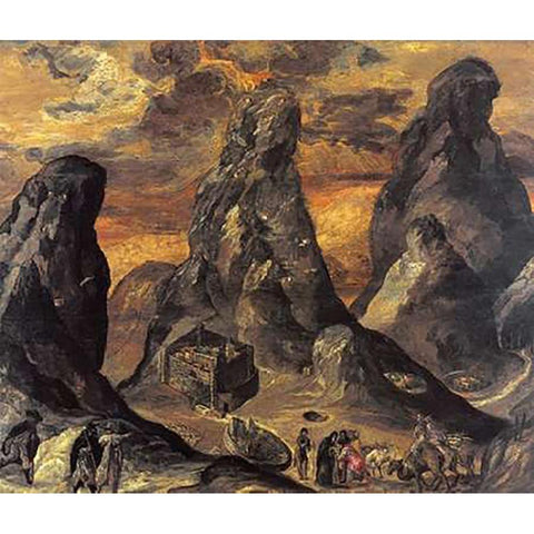 Mount Sinai Black Modern Wood Framed Art Print with Double Matting by Greco, El