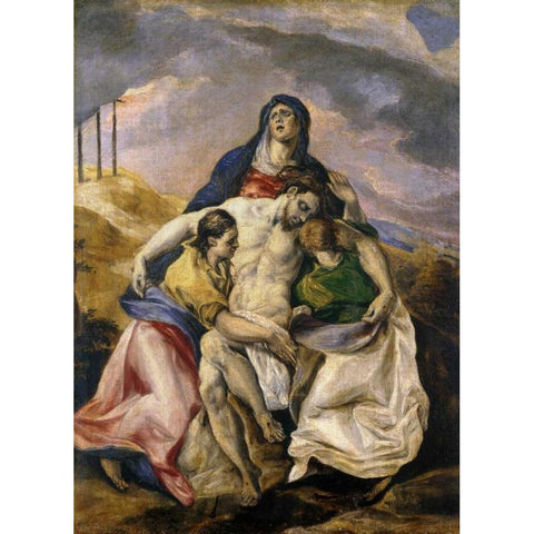 Pieta Black Modern Wood Framed Art Print with Double Matting by El Greco