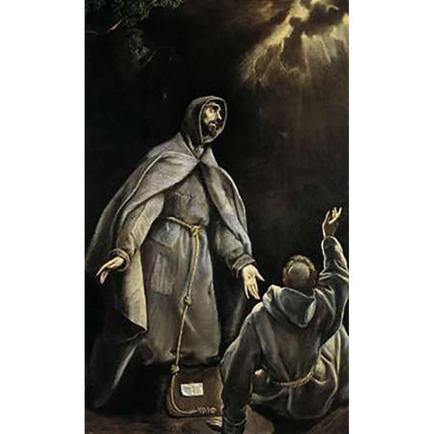 Saint Franciss Vision Of The Flaming Torch White Modern Wood Framed Art Print by Greco, El