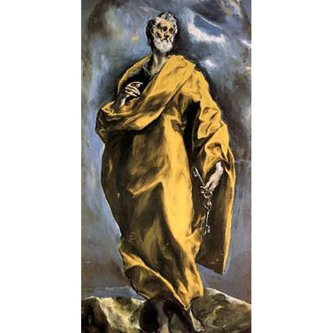 Saint Peter Black Modern Wood Framed Art Print with Double Matting by Greco, El