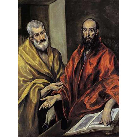 Saints Peter And Paul Gold Ornate Wood Framed Art Print with Double Matting by Greco, El