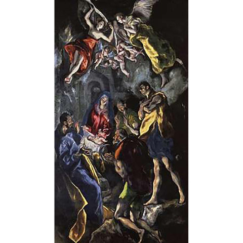 The Adoration Of The Shepherds Black Modern Wood Framed Art Print by Greco, El