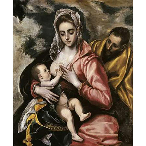 The Holy Family Black Modern Wood Framed Art Print with Double Matting by Greco, El
