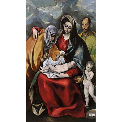 The Holy Family With Saint Anne Black Modern Wood Framed Art Print with Double Matting by Greco, El