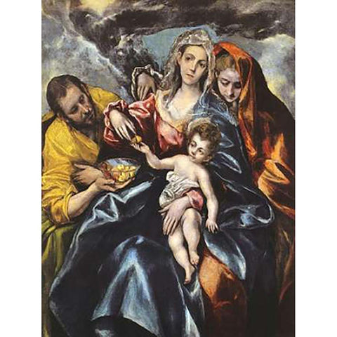 The Holy Family With Saint Mary Magdalen White Modern Wood Framed Art Print by Greco, El