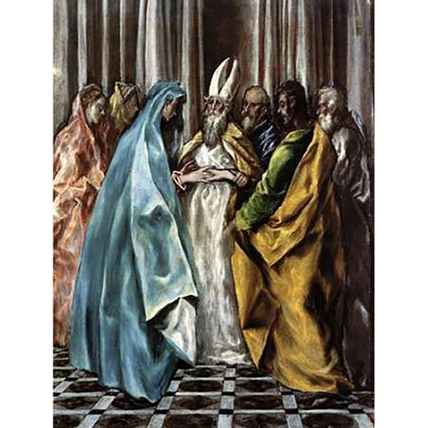 The Marriage Of The Virgin Black Modern Wood Framed Art Print with Double Matting by Greco, El