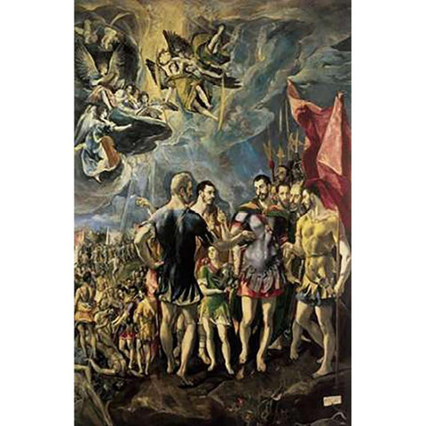 The Martyrdom Of Saint Maurice White Modern Wood Framed Art Print by Greco, El