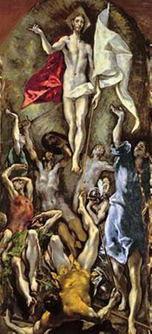 The Resurrection Black Ornate Wood Framed Art Print with Double Matting by Greco, El