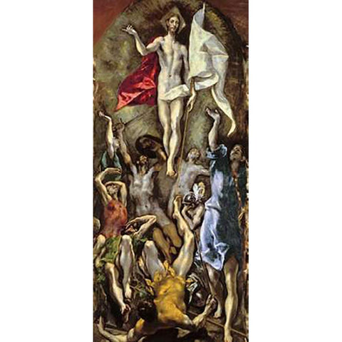 The Resurrection Gold Ornate Wood Framed Art Print with Double Matting by Greco, El