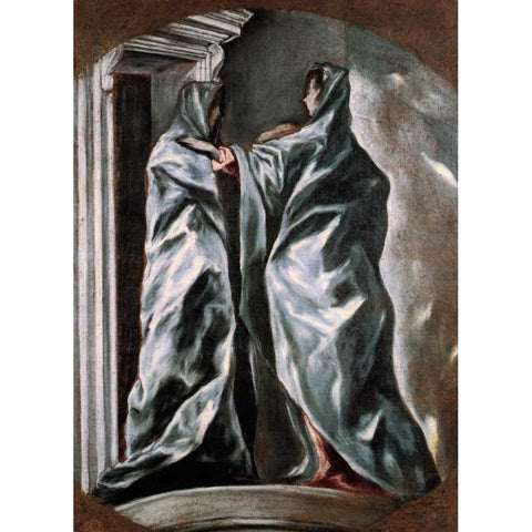 The Visitation Black Modern Wood Framed Art Print with Double Matting by El Greco