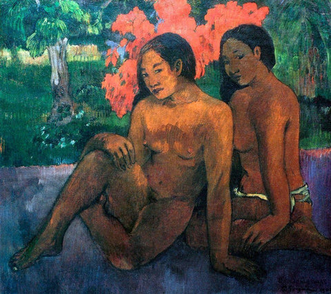 And The Gold Of Their Bodies Black Ornate Wood Framed Art Print with Double Matting by Gauguin, Paul