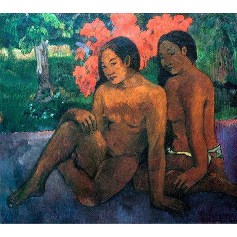 And The Gold Of Their Bodies Black Modern Wood Framed Art Print by Gauguin, Paul