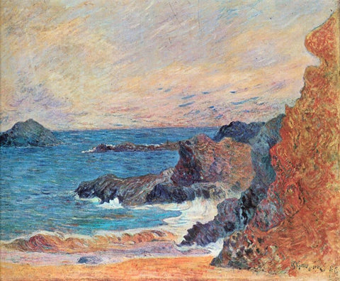 Breton Coast Black Ornate Wood Framed Art Print with Double Matting by Gauguin, Paul