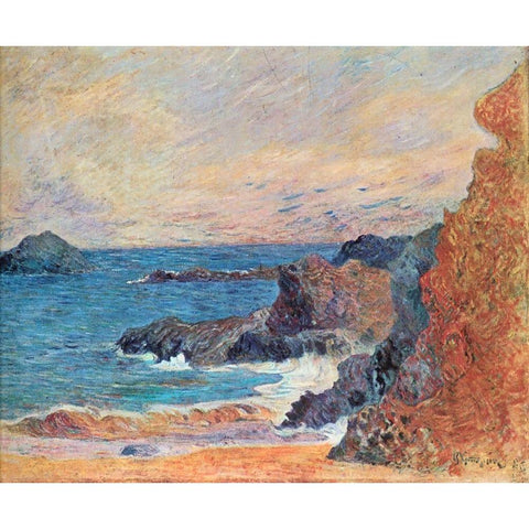 Breton Coast Black Modern Wood Framed Art Print with Double Matting by Gauguin, Paul