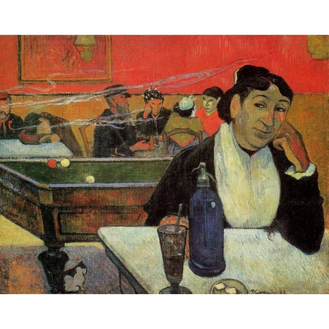 Cafe At Arles White Modern Wood Framed Art Print by Gauguin, Paul