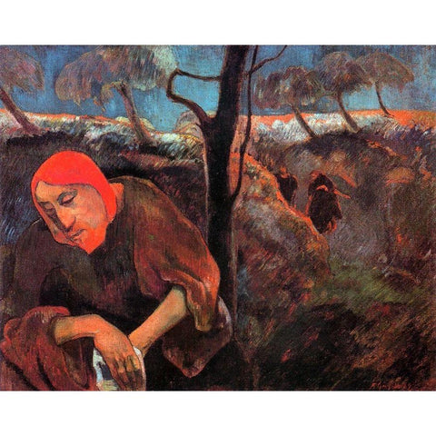 Christ In The Garden Of Olives Black Modern Wood Framed Art Print with Double Matting by Gauguin, Paul