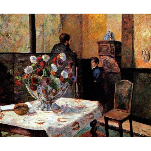 Interior Rue Carcel White Modern Wood Framed Art Print by Gauguin, Paul