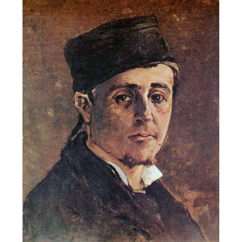 Man With A Cap Black Modern Wood Framed Art Print by Gauguin, Paul