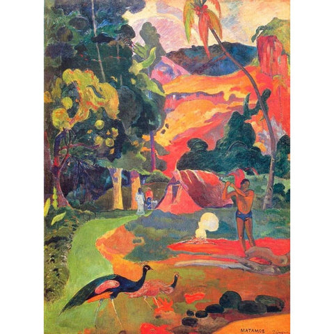 Matamoe Black Modern Wood Framed Art Print with Double Matting by Gauguin, Paul