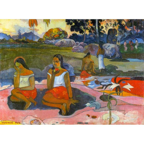 Nave Nave Moe Black Modern Wood Framed Art Print with Double Matting by Gauguin, Paul