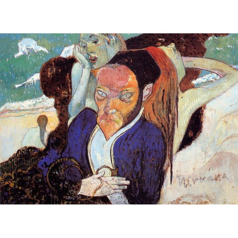 Nirvana Black Modern Wood Framed Art Print by Gauguin, Paul