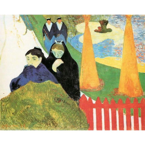 Old Women At Arles White Modern Wood Framed Art Print by Gauguin, Paul