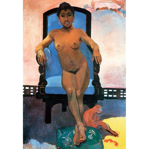 Portrait Of Annah The Javanese White Modern Wood Framed Art Print by Gauguin, Paul