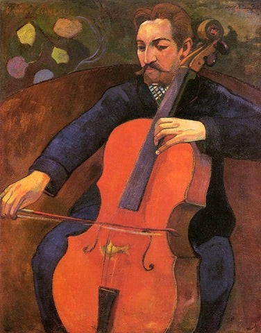 Portrait Of Fritz Schneklud Black Ornate Wood Framed Art Print with Double Matting by Gauguin, Paul