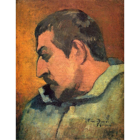 Portrait Of The Artist Black Modern Wood Framed Art Print with Double Matting by Gauguin, Paul