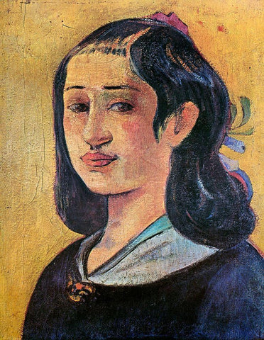 Portrait Of The Artists Mother White Modern Wood Framed Art Print with Double Matting by Gauguin, Paul
