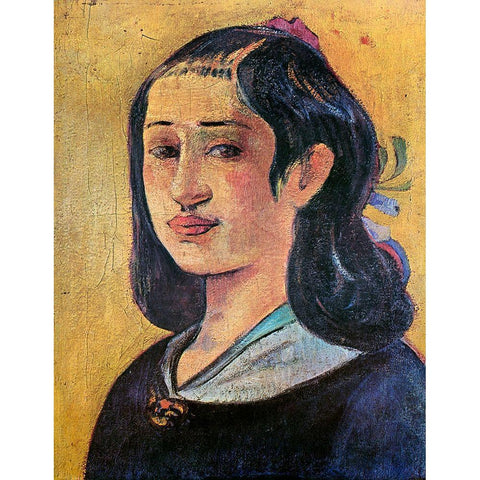 Portrait Of The Artists Mother Black Modern Wood Framed Art Print with Double Matting by Gauguin, Paul
