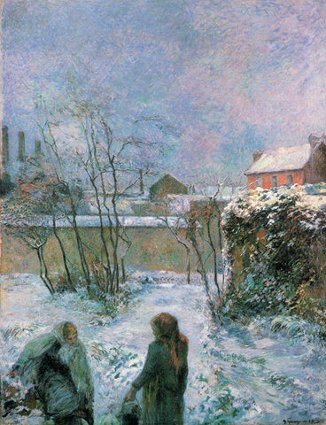 Rue Carcel In Snow White Modern Wood Framed Art Print with Double Matting by Gauguin, Paul