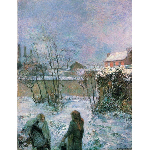 Rue Carcel In Snow Black Modern Wood Framed Art Print with Double Matting by Gauguin, Paul