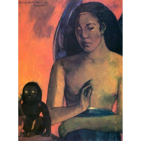 Savage Poems White Modern Wood Framed Art Print by Gauguin, Paul