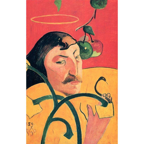 Self Portrait Black Modern Wood Framed Art Print with Double Matting by Gauguin, Paul