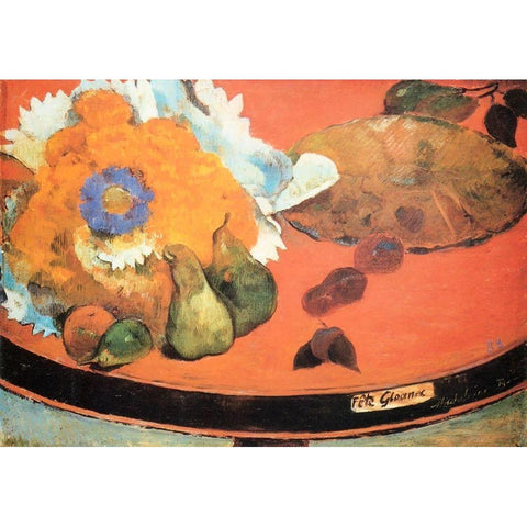 Still Life Fete Gloanec Black Modern Wood Framed Art Print by Gauguin, Paul