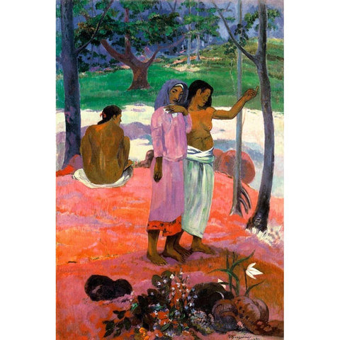 The Call Gold Ornate Wood Framed Art Print with Double Matting by Gauguin, Paul