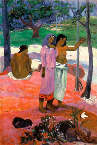 The Call White Modern Wood Framed Art Print with Double Matting by Gauguin, Paul