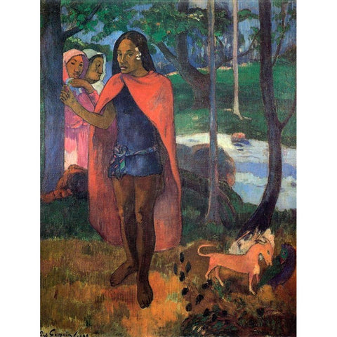 The Magician Of Hivaoa Black Modern Wood Framed Art Print with Double Matting by Gauguin, Paul