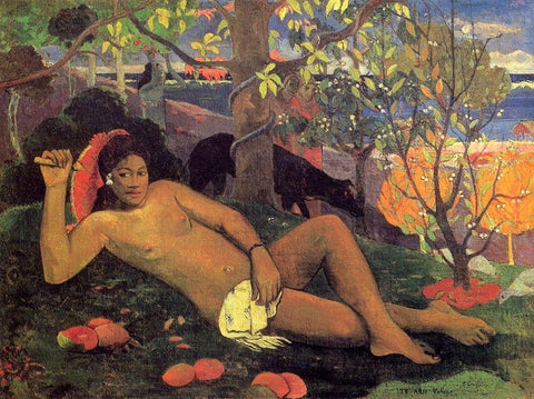 The Noble Woman Black Ornate Wood Framed Art Print with Double Matting by Gauguin, Paul