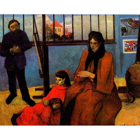 The Schuffnecker Family White Modern Wood Framed Art Print by Gauguin, Paul